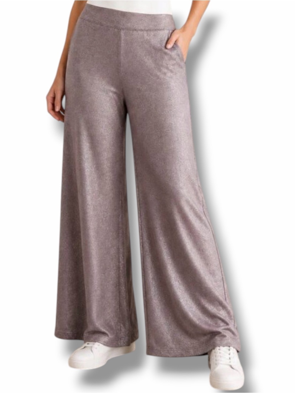 SPANX AirEssentials Shimmer Wide Leg Pants Size 2X Smoke Silver